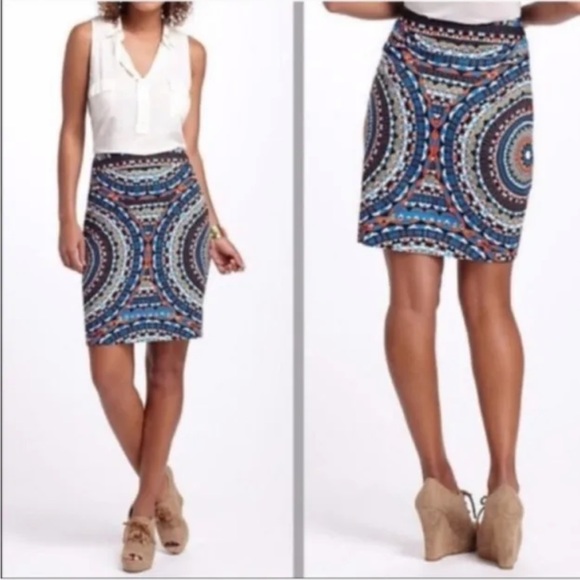 Anthropologie Tabitha Kaleidoscope Olmeda Skirt pencil tribal 6 - Picture 2 of 5